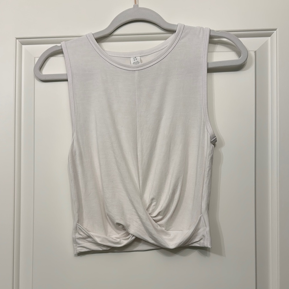 White Sleeveless Twist Front Top